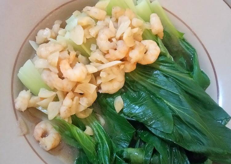 Resep Pokcoy Siram Udang Saus Tiram Jadi, Lezat