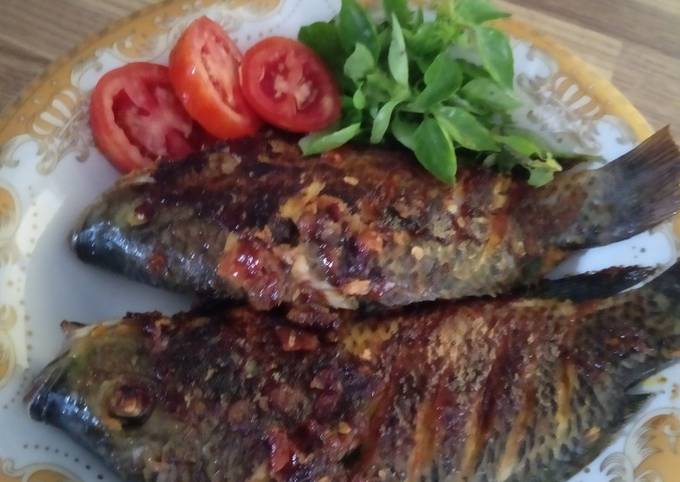 Resep Ikan nila bakar kecap pedes teflon, Enak Banget