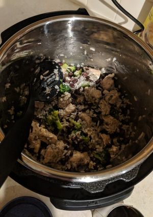 A picture of Instapot Chicken Rice & Beans.