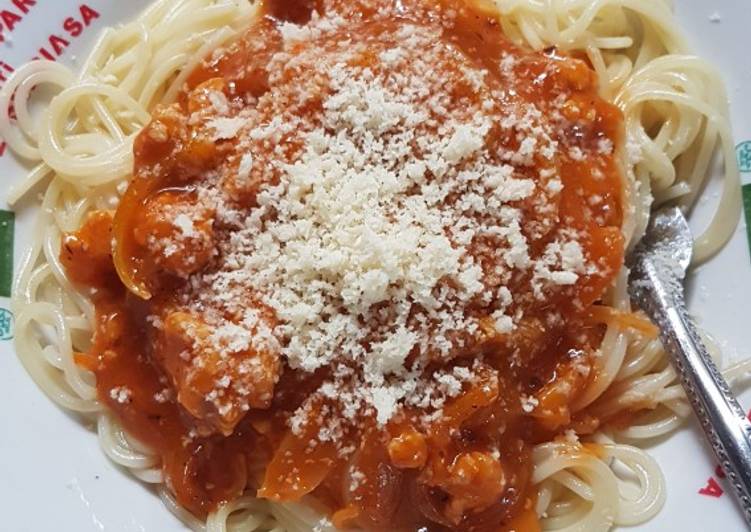 Cara Gampang Menyiapkan Spagetti homemade spesial daging yang Bisa Manjain Lidah