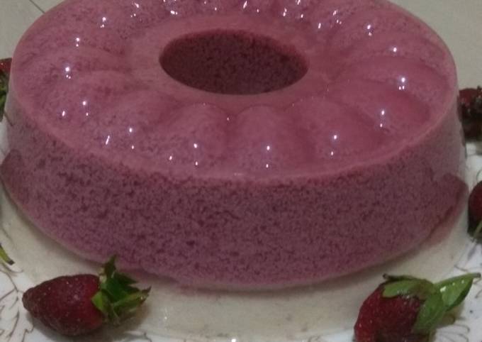 Cara Memasak Resep Puding lumut strawbery lapis busa santan