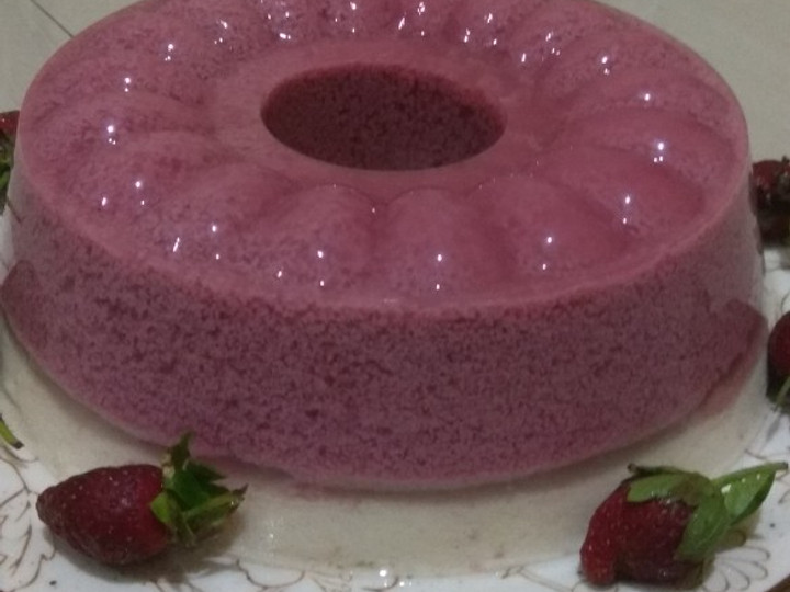 Resep Puding lumut strawbery lapis busa santan Irit Untuk Jualan