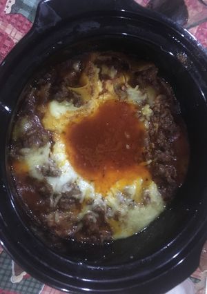A picture of 3 Cheese Crockpot Lasanga with Cream Mushroom Bechamel Sauce.