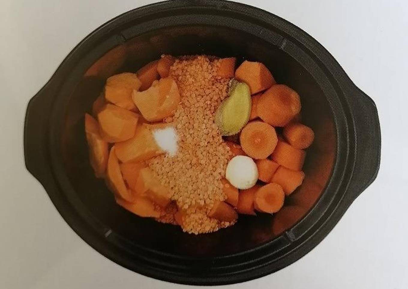 Crema de zanahoria, batata y lenteja roja en slowcooker