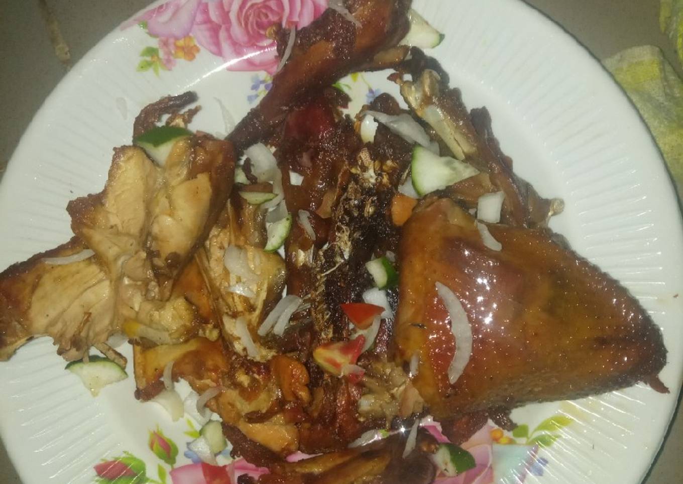 Fried chicken en veg
