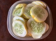 A picture of garlic cucumber pickles