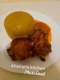 Eba with turkey and peper sauce