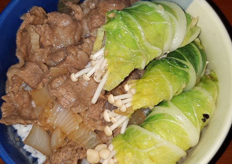 Langkah Mudah untuk Menyiapkan Gyudon beef bowl mix sayuran Anti Gagal