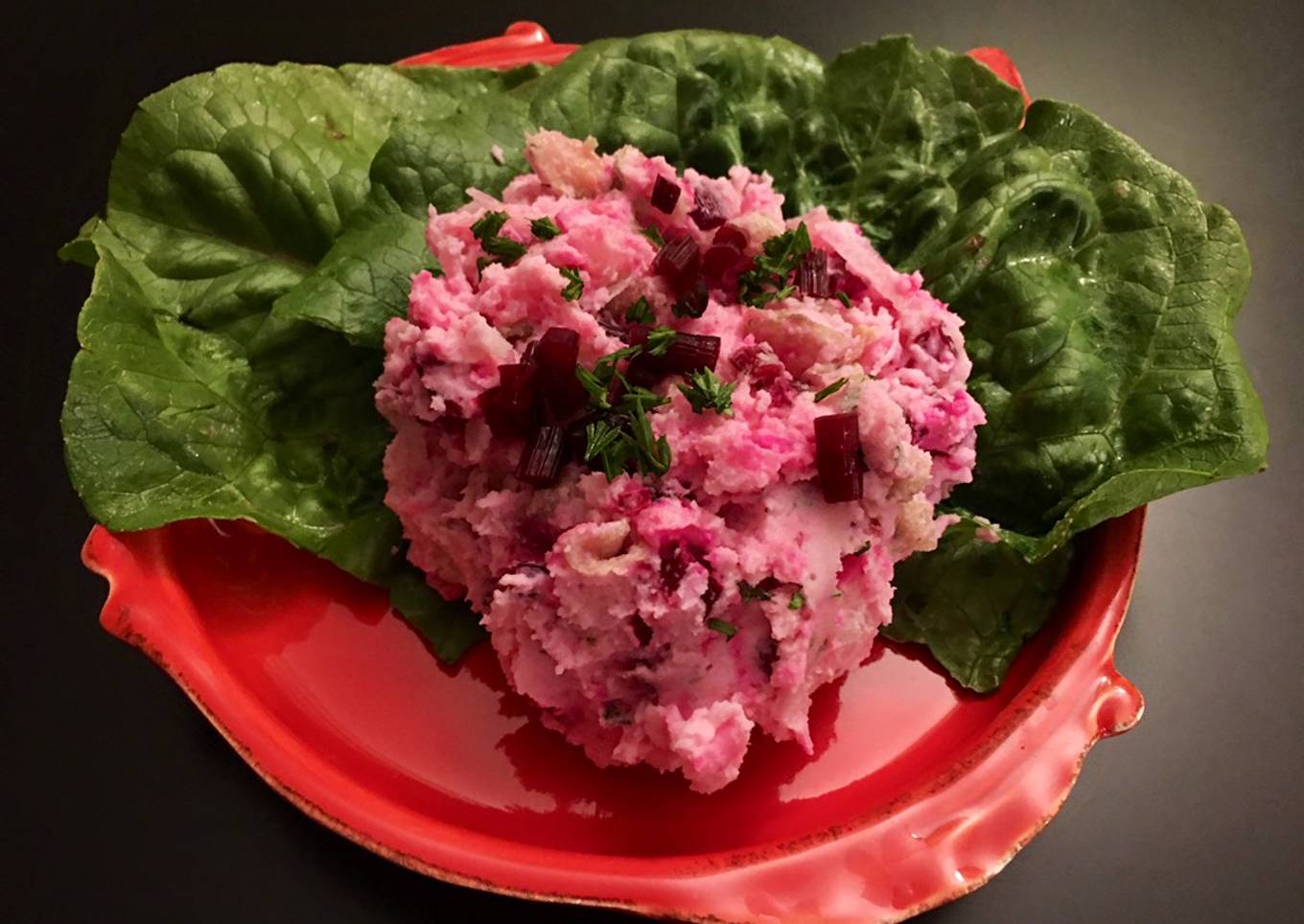 Pink Japanese potato salad