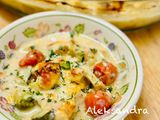 Chicken breast with vegetables in cheese sauce