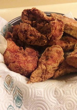 A picture of Home fried catfish steaks (bone in).