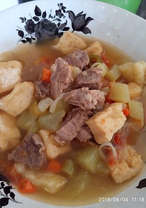 Foto resep Asem asem daging + labu siam
