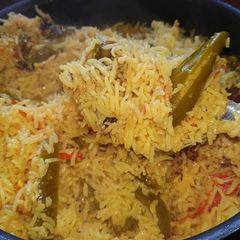 A picture of Leo's Capsicum and Coconut Pulao.