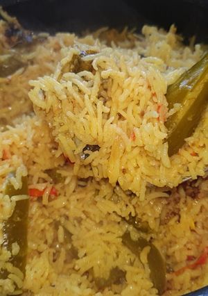 A picture of Leo's Capsicum and Coconut Pulao.