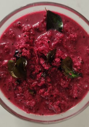 A picture of Beetroot pachadi.