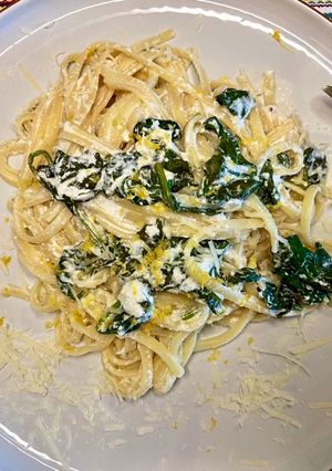 Une photo de Linguini à la ricotta et aux épinards