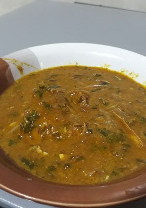 A picture of Ogbono  with ugu soup.