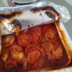 Kofta in the oven A picture of Kofta in the oven.