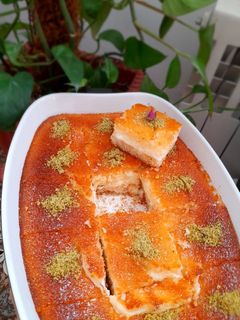 صورة لوصفة بسبوسة بالقشطه 🤤