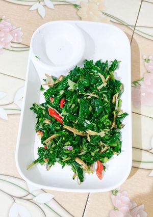 Foto resep Tumis Daun Singkong Teri Nasi