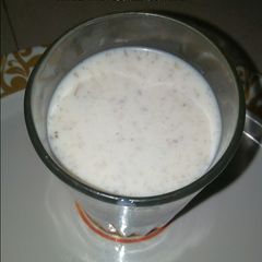 A picture of Banana and milk with honey.