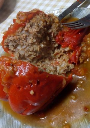 Una foto de Ajíes rellenos en salsa