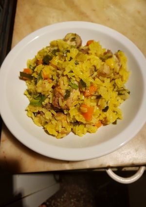 Una foto de Costillitas de cerdo con arroz