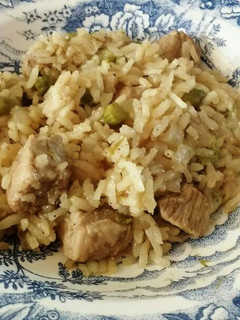 Una foto de Arroz cremoso con cerdo y espárragos