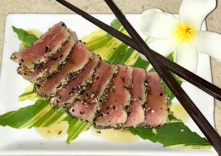 Steps to Prepare Appetizing Seared Yellowtail tuna With mango habanero sauce