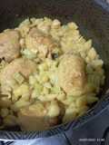 Pollo con piña y pasta con apio