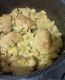 Pollo con piña y pasta con apio