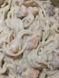Creamy alfredo chicken and shrimp pasta