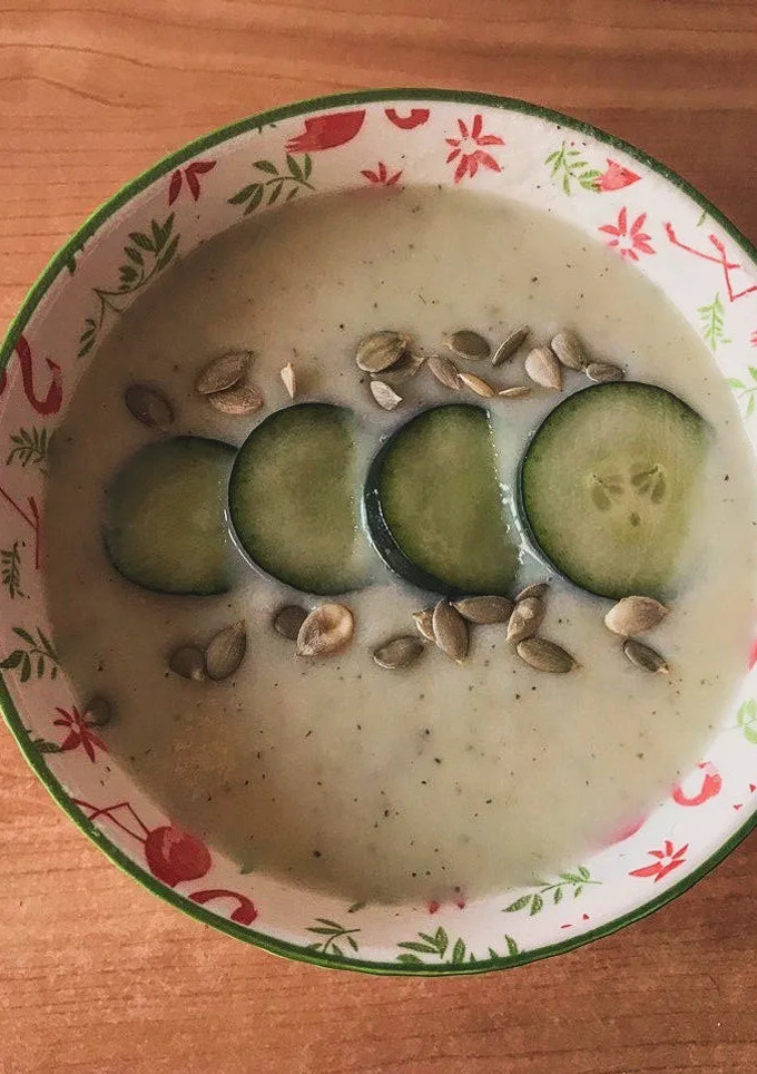 Una foto de Crema de melón y pepino