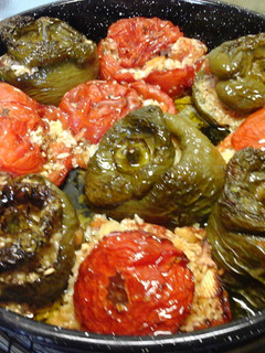 A picture of Stuffed Tomatoes and Peppers.