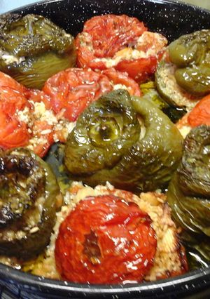 A picture of Stuffed Tomatoes and Peppers.