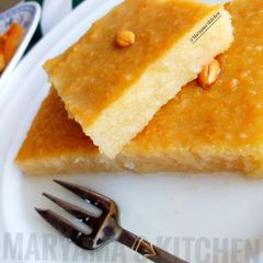 A picture of Egyptian style basbousa.