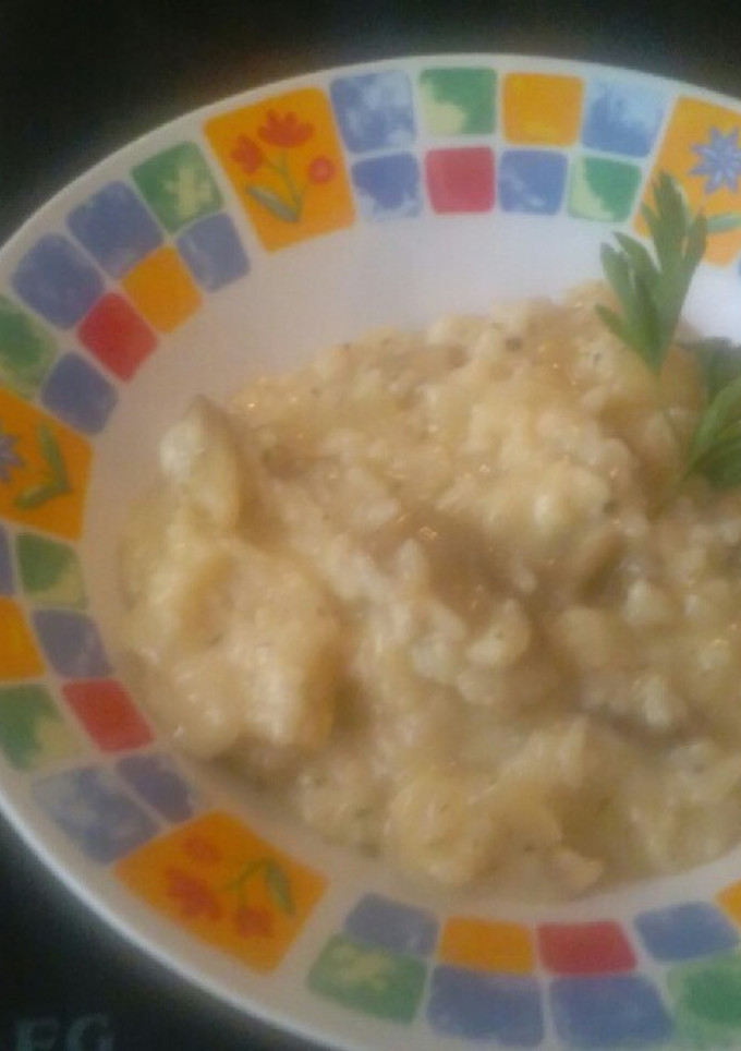 Una foto de Risotto de berenjena y calabacín
