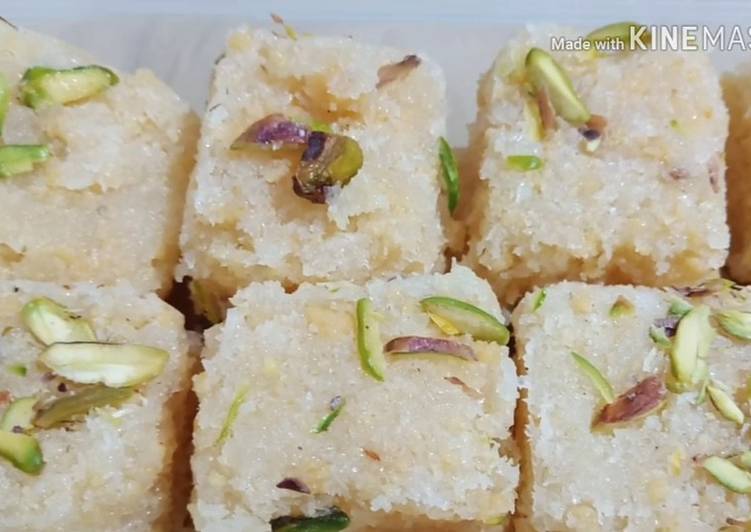 Dry Coconut and Mava Barfi Recipe