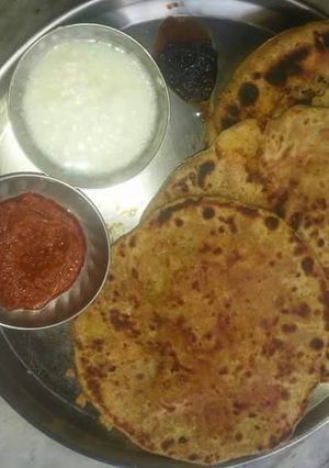A picture of DHaba style stuff paratha.