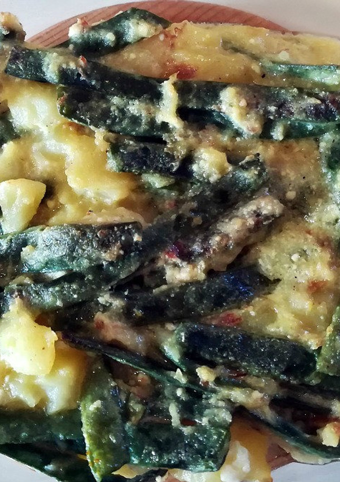 Una foto de Judías verdes con queso fresco y curry