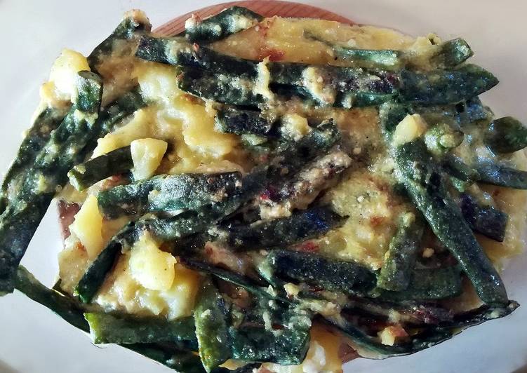 Judías verdes con queso fresco y curry