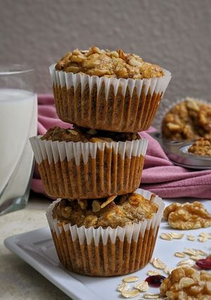 A picture of Eggless Banana Oat Muffins.