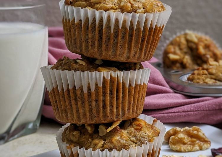 Steps to Prepare Any Night Of The Week Eggless Banana Oat Muffins