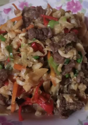 Foto resep Oseng kol + daging sapi