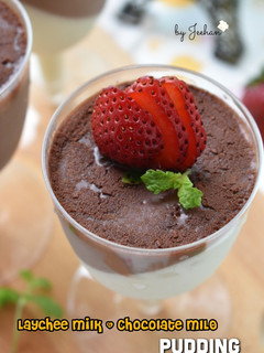 Foto resep Laychee Milk & Chocolate MILO PUDDING#KamisManis