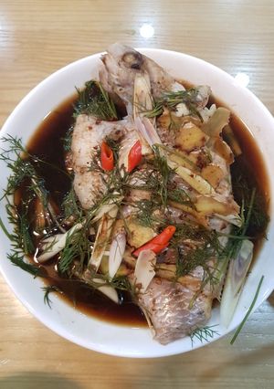 Hình của món Diêu hồng hấp xì dầu.