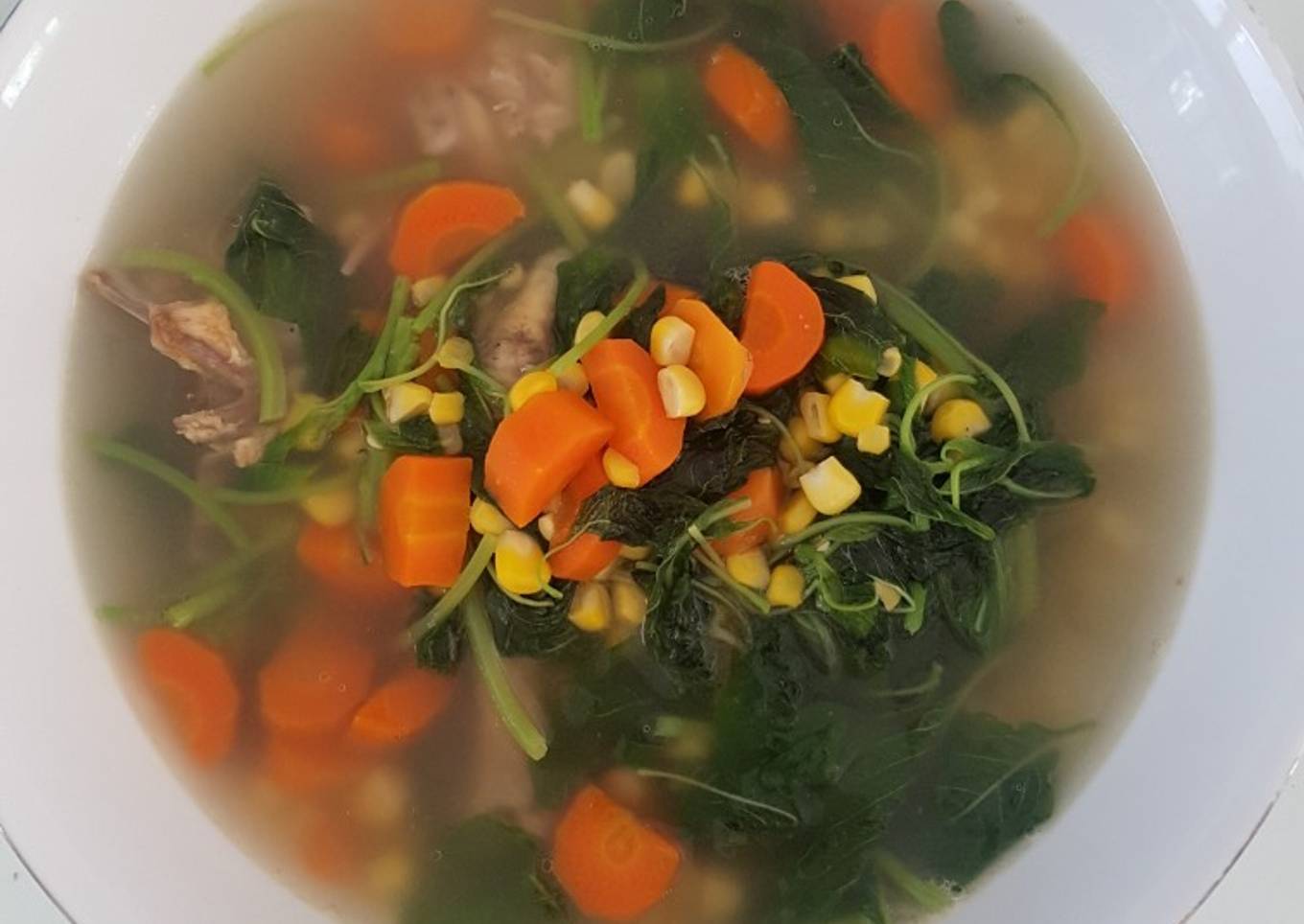 Soup Ayam Bayam Wortel Jagung