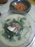 Sayur bobor Daun buncis sekalian buncisnya plus tulangan sapi