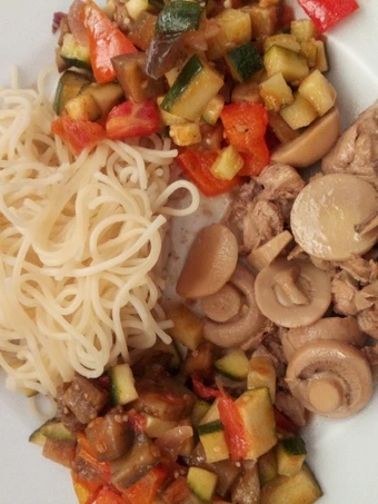Easy Ways Make Recipes Chicken with mushroom, Spaghetti and Ratatouille the Awesome  Can Pamper Your Tongue.