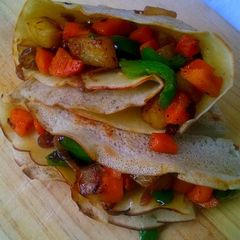 A picture of Stir Fry Veggie Stuffed Crêpes.